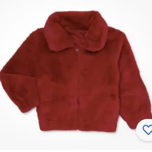 365 Garanimals Girls Red Faux Fur Jacket Size 10 NEW